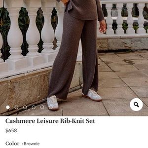 Nap Loungewear Cashmere Leisure Rib-Knit Set in “Brownie”